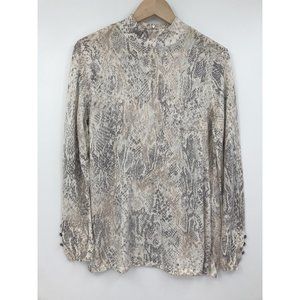 Chico's Mock Neck Zip Back Snake Print Knit Sweater Top Size 2 (12)